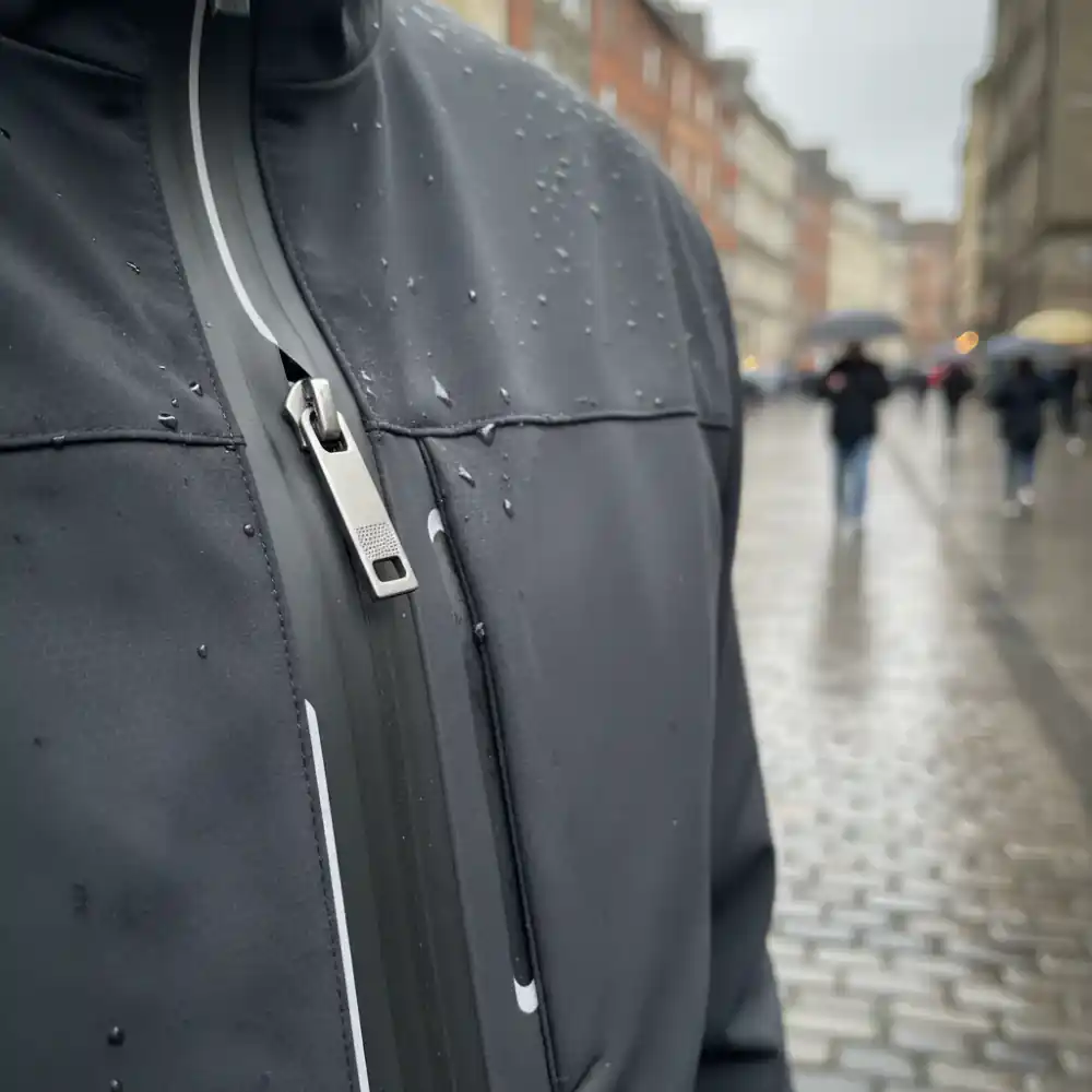Waterproof zipper detailing